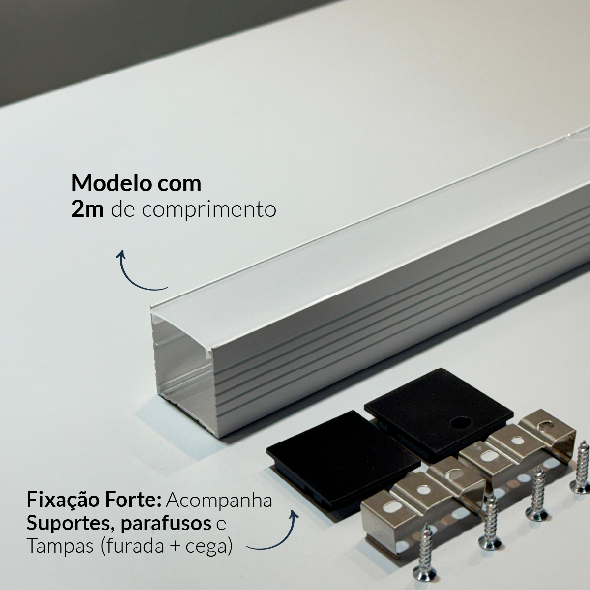 Perfil Led Barra 2m Slat 35x35mm Sob Branco Alut