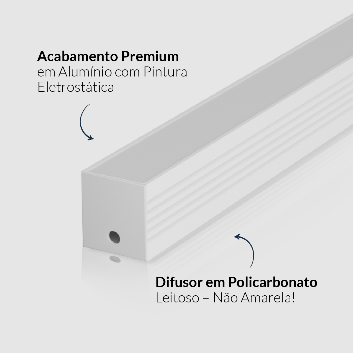 Perfil Led Barra 2m Slat 35x35mm Sob Branco Alut