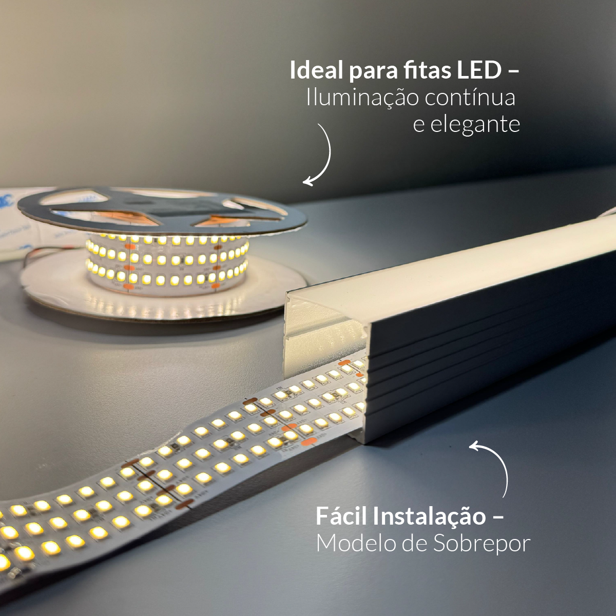 Perfil Led Barra 2m Slat 35x35mm Sob Branco Alut