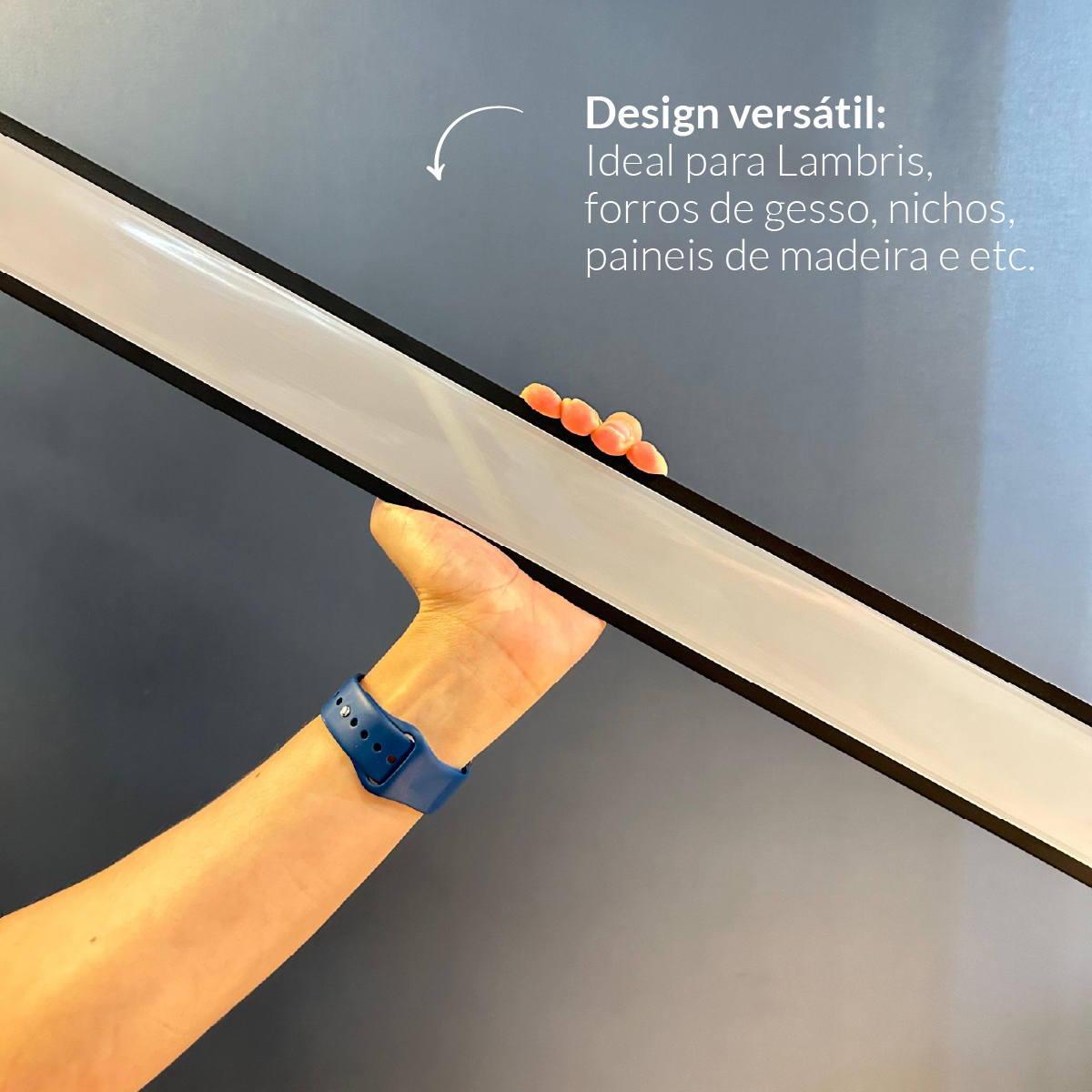 Perfil Led Barra 2m Plane 65x10mm Emb Preto Alut