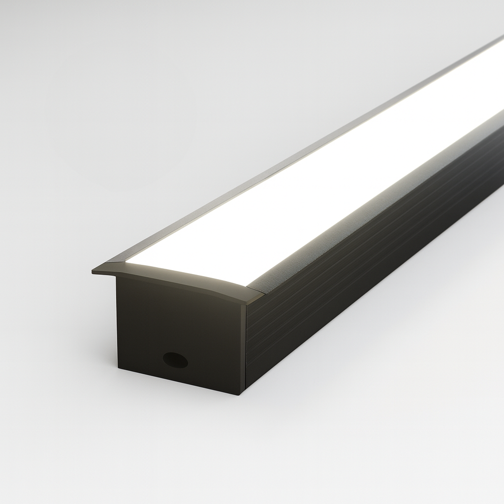 Perfil Led Barra 2m Inside 43x35mm Emb Preto Alut