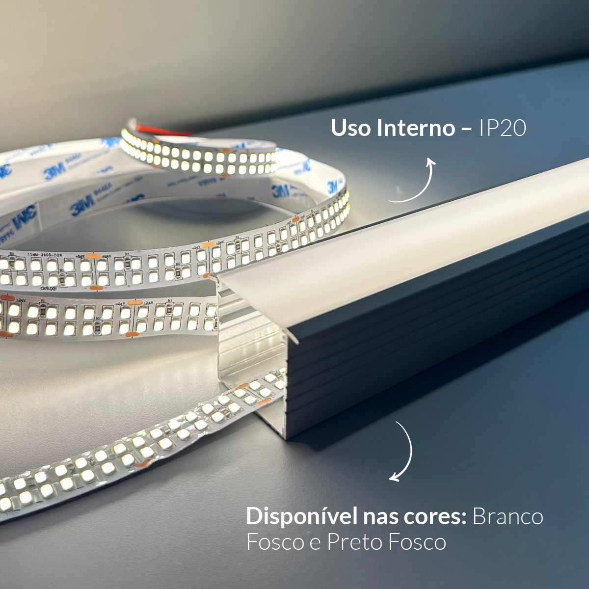 Perfil Led Barra 2m Inside 43x35mm Emb Preto Alut