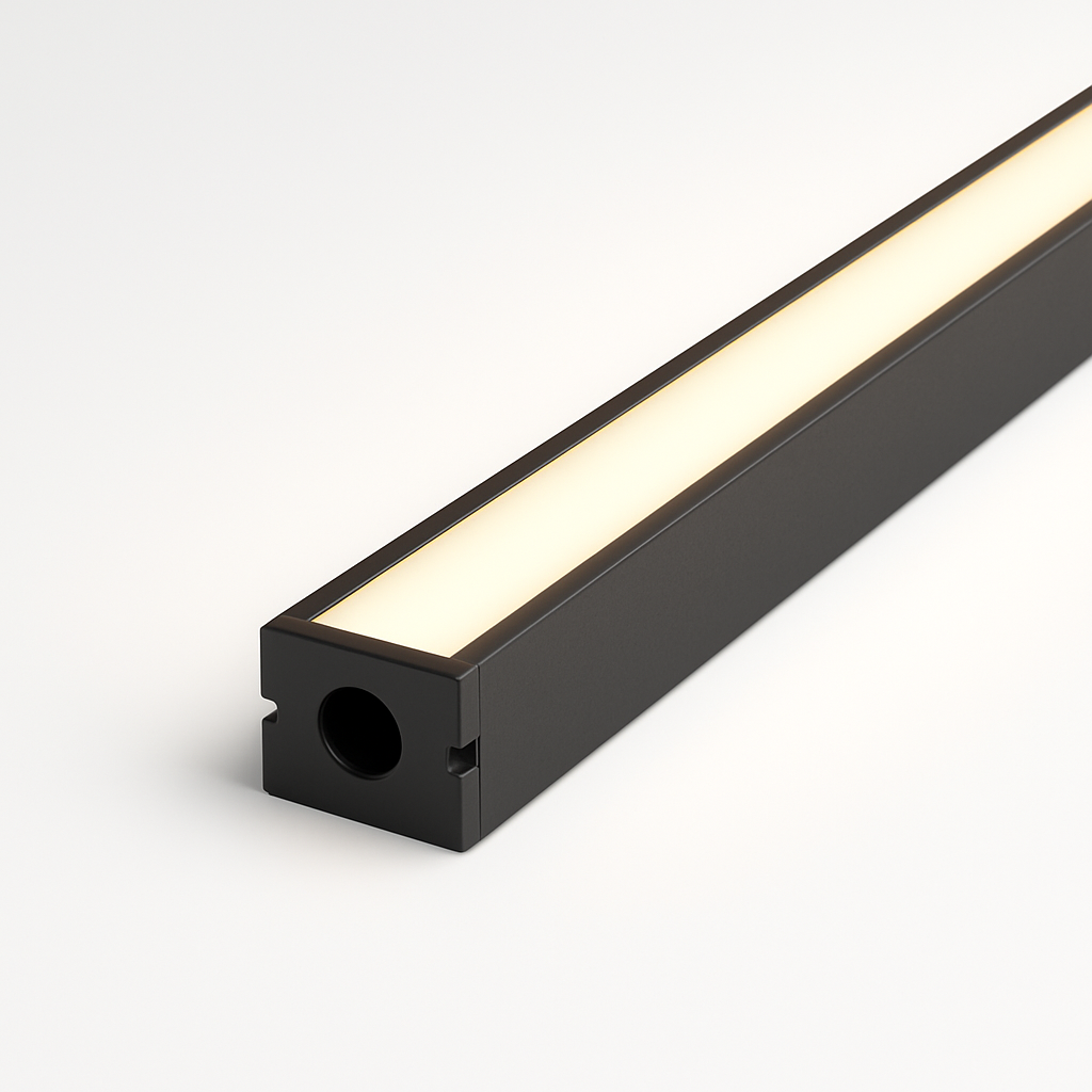 Perfil Led Barra 2m Slat 17x15mm Sob Preto Alut