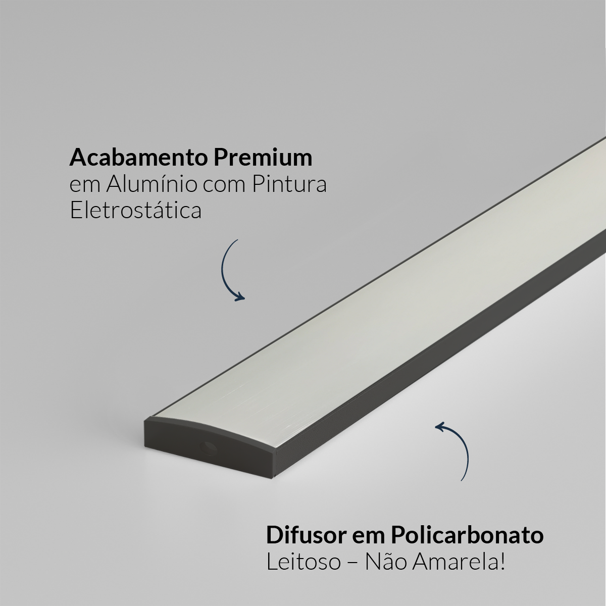 Perfil Led Barra 2m Destak 50x10mm Sob Preto Alut