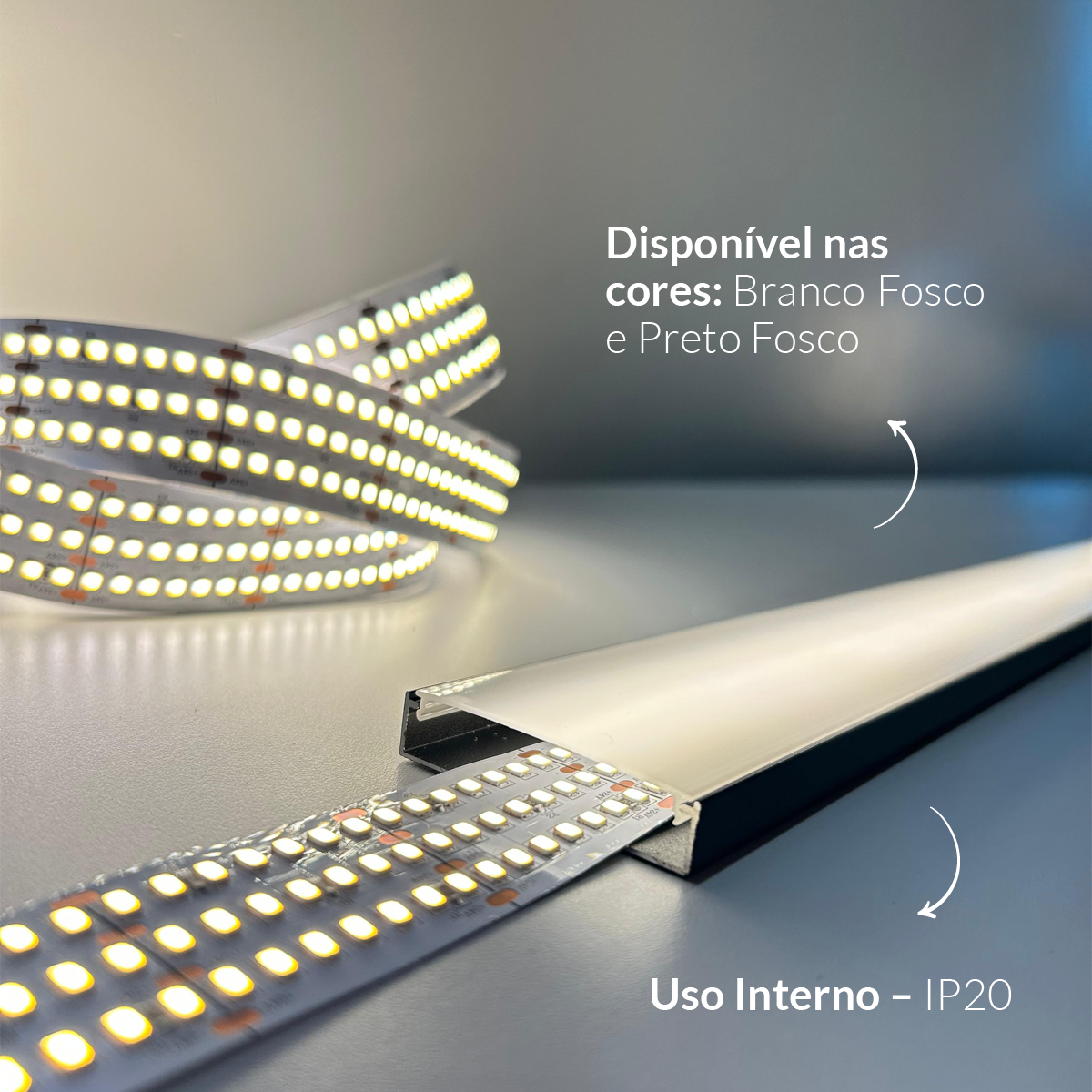 Perfil Led Barra 2m Destak 50x10mm Sob Preto Alut