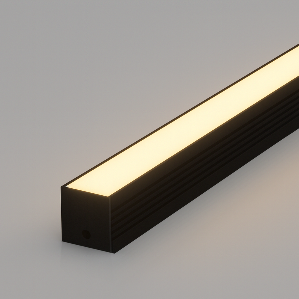Perfil Led Barra 2m Slat 35x35mm Sob Preto Alut