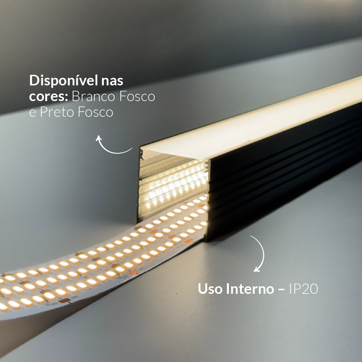 Perfil Led Barra 2m Slat 35x35mm Sob Preto Alut