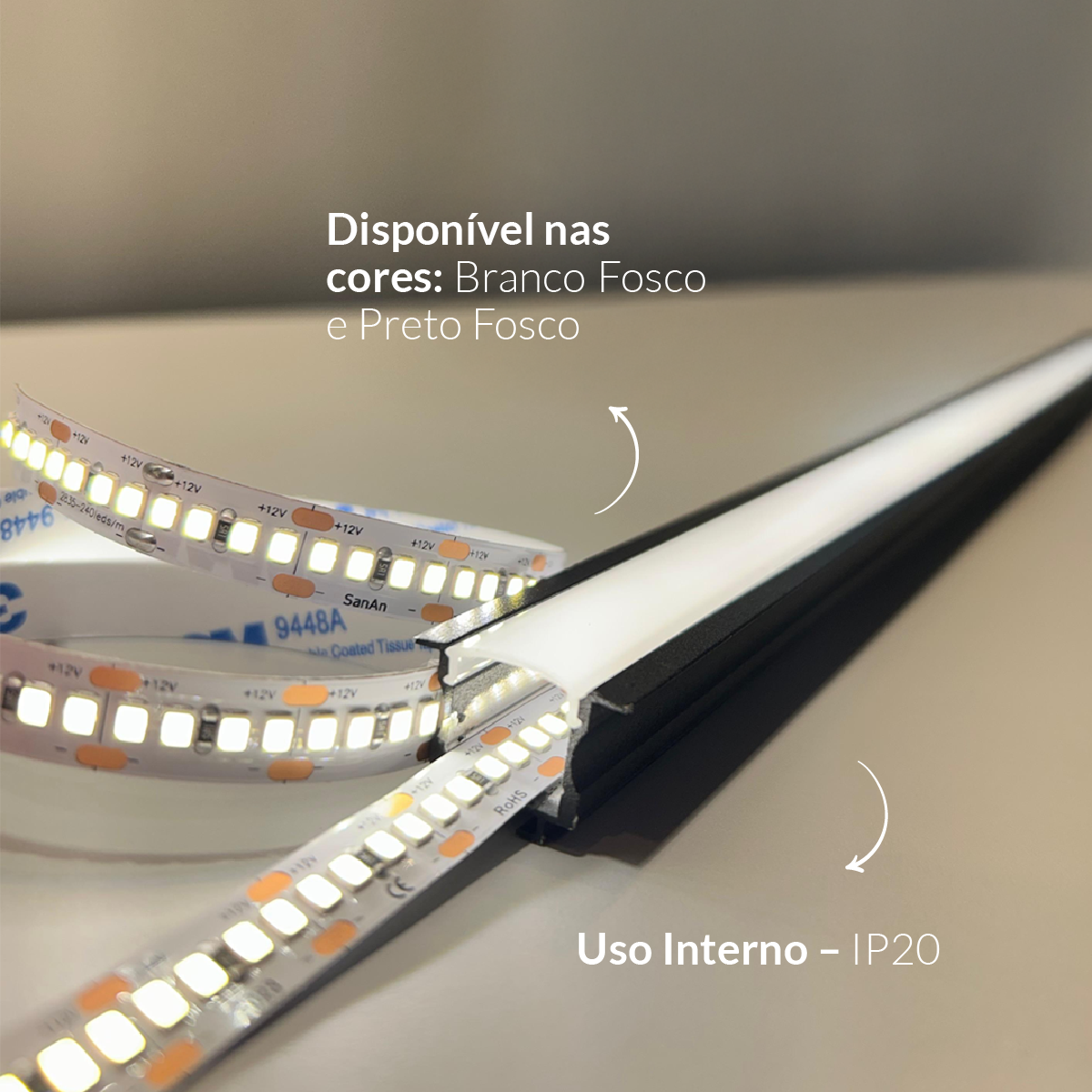 Perfil Led Barra 2m Inside 24x15mm Emb Preto Alut