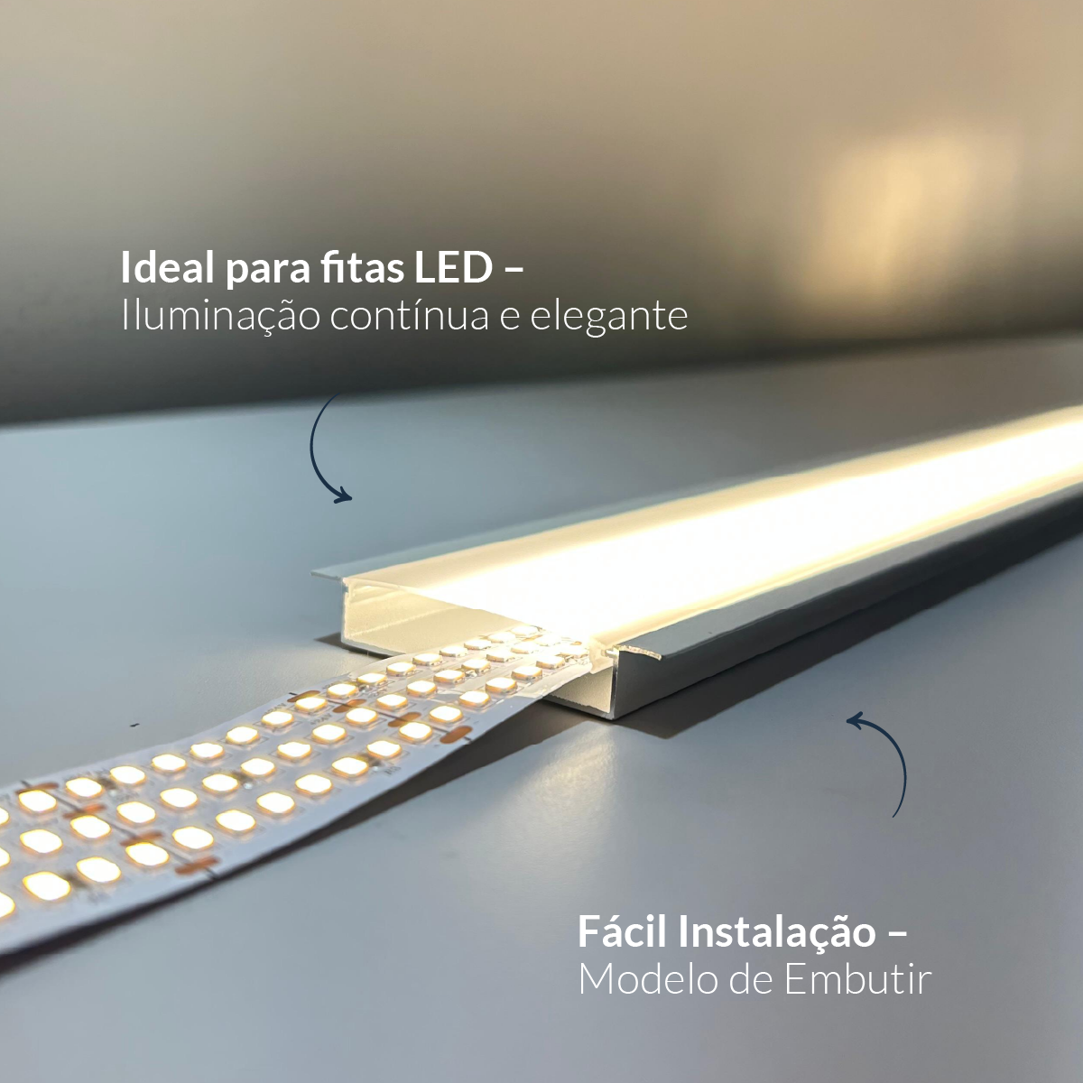 Perfil Led Barra 2m Plane 65x10mm Emb Branco Alut