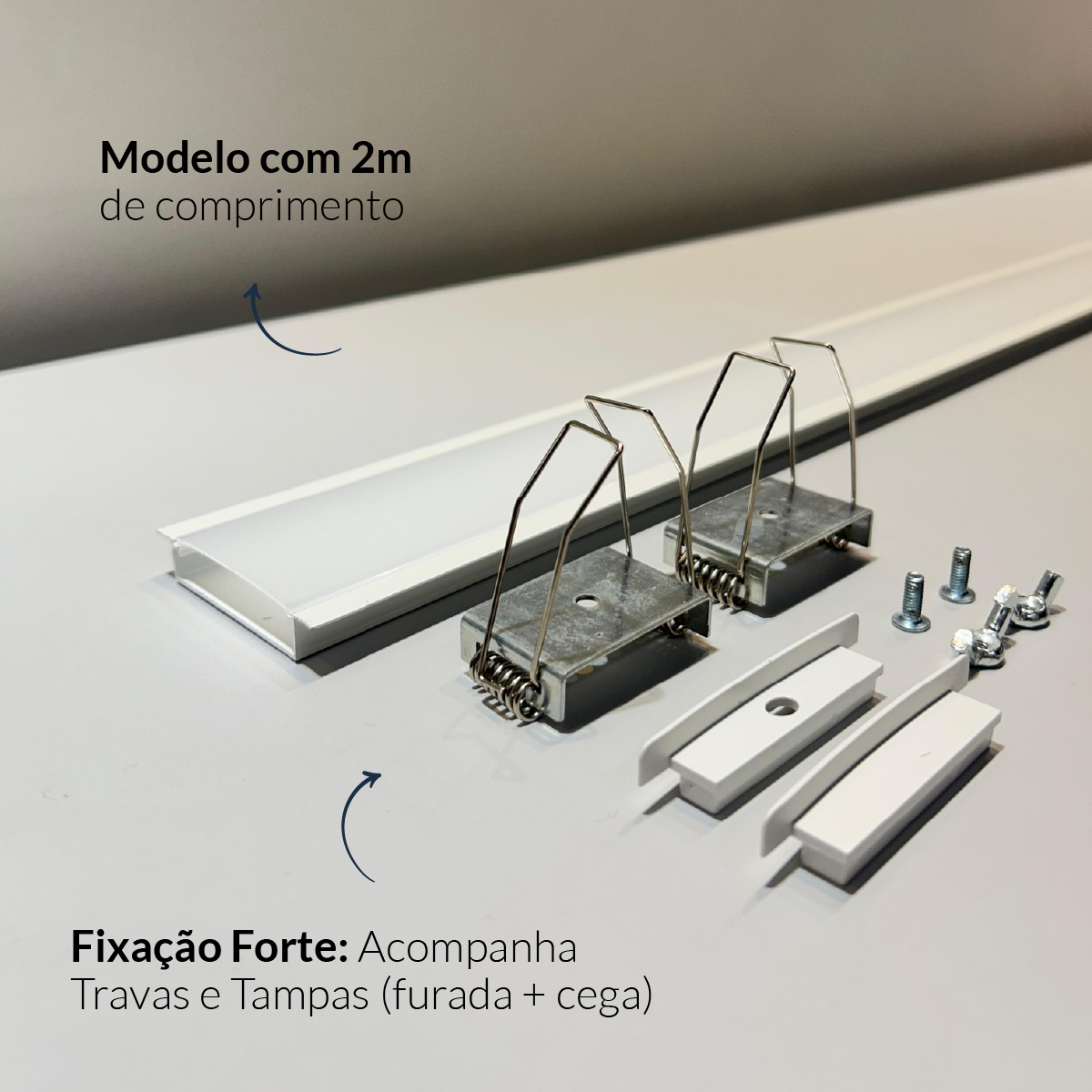 Perfil Led Barra 2m Plane 65x10mm Emb Branco Alut