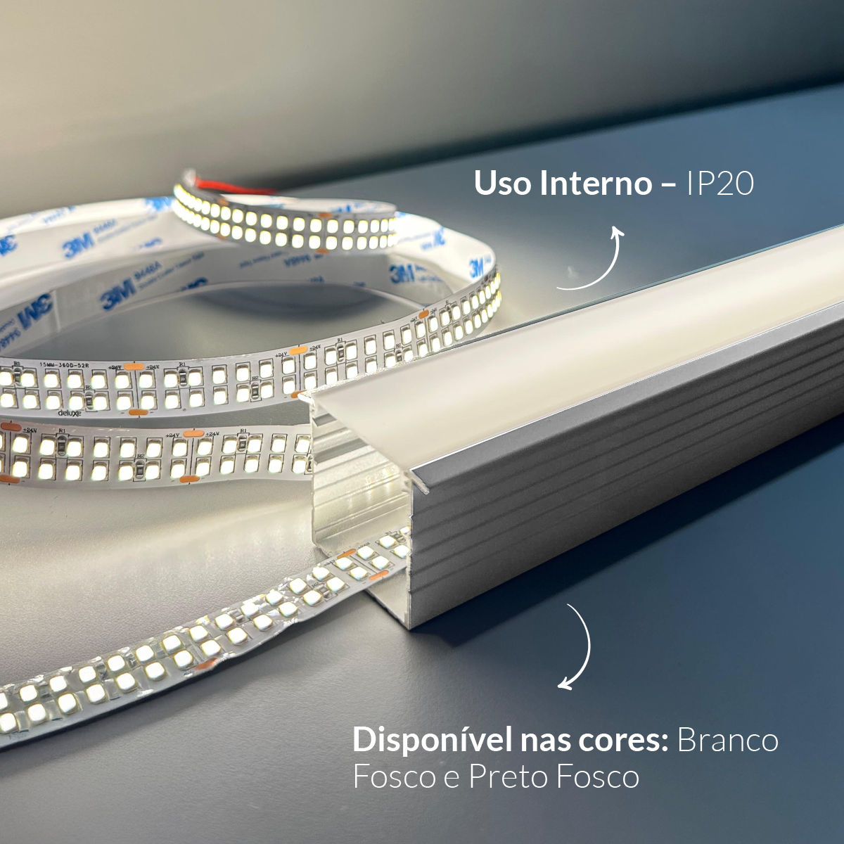 Perfil Led Barra 2m Inside 43x35mm Embutir Branco Alut