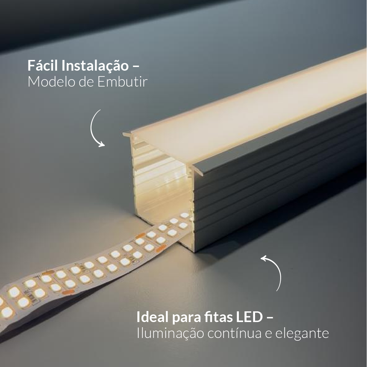 Perfil Led Barra 2m Inside 43x35mm Embutir Branco Alut