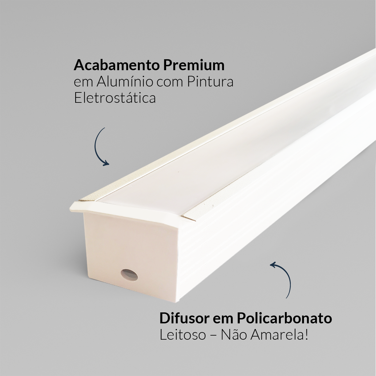 Perfil Led Barra 2m Inside 43x35mm Embutir Branco Alut