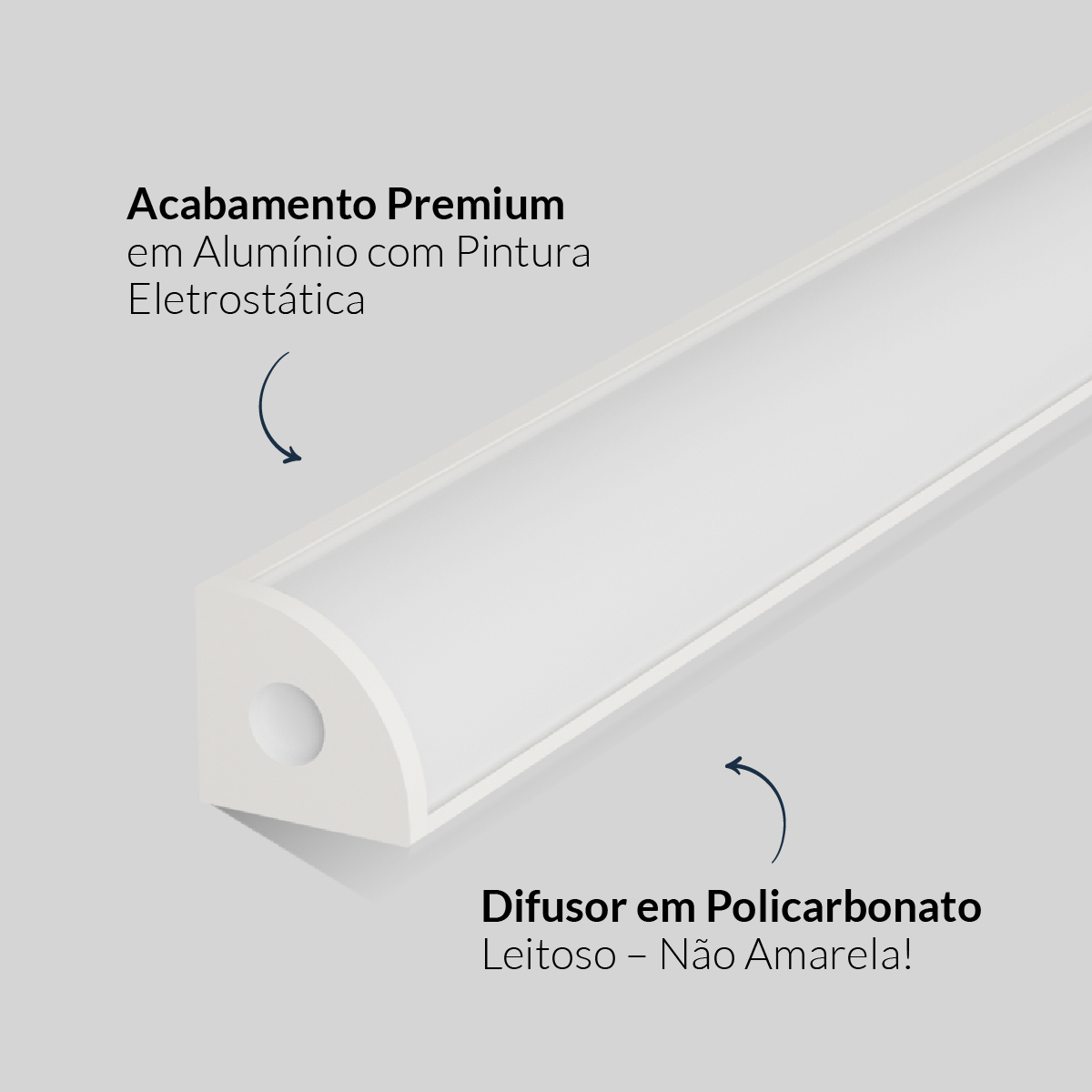 Perfil Led Barra 2m One Side Canto 18x13mm Sobrepor Branco Alut