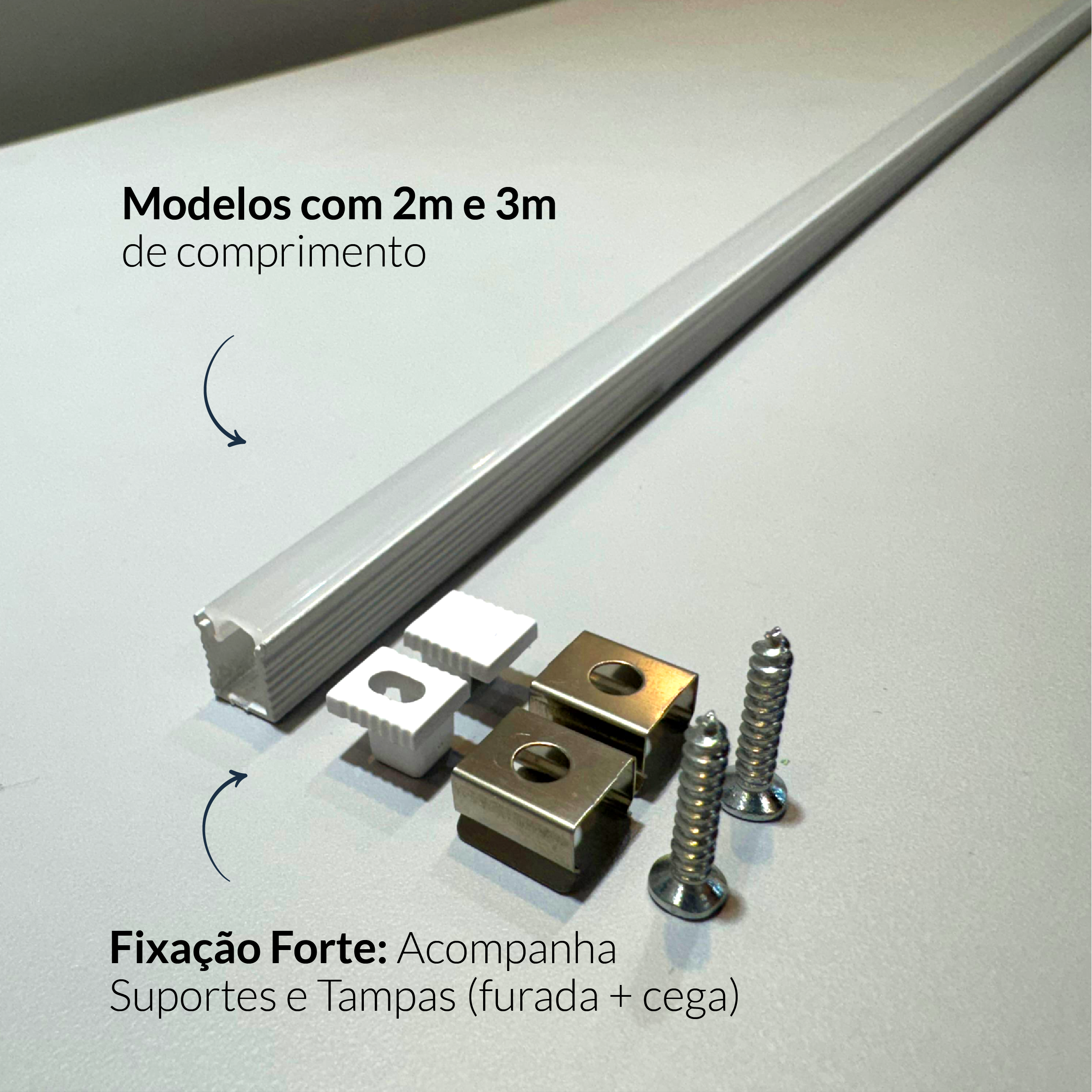 Perfil Led Barra 2m Minimal 08x09mm Sob Branco Alut