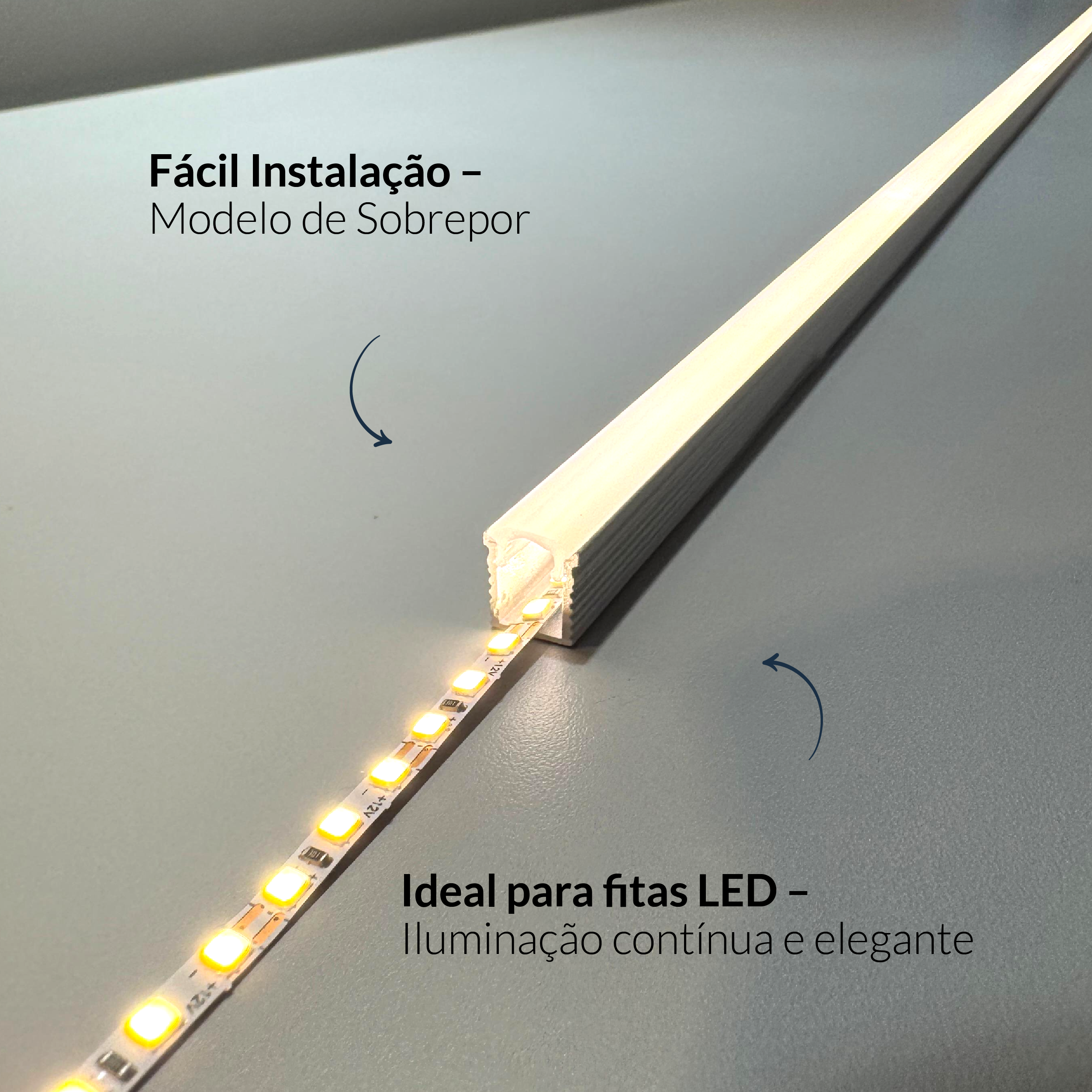 Perfil Led Barra 2m Minimal 08x09mm Sob Branco Alut