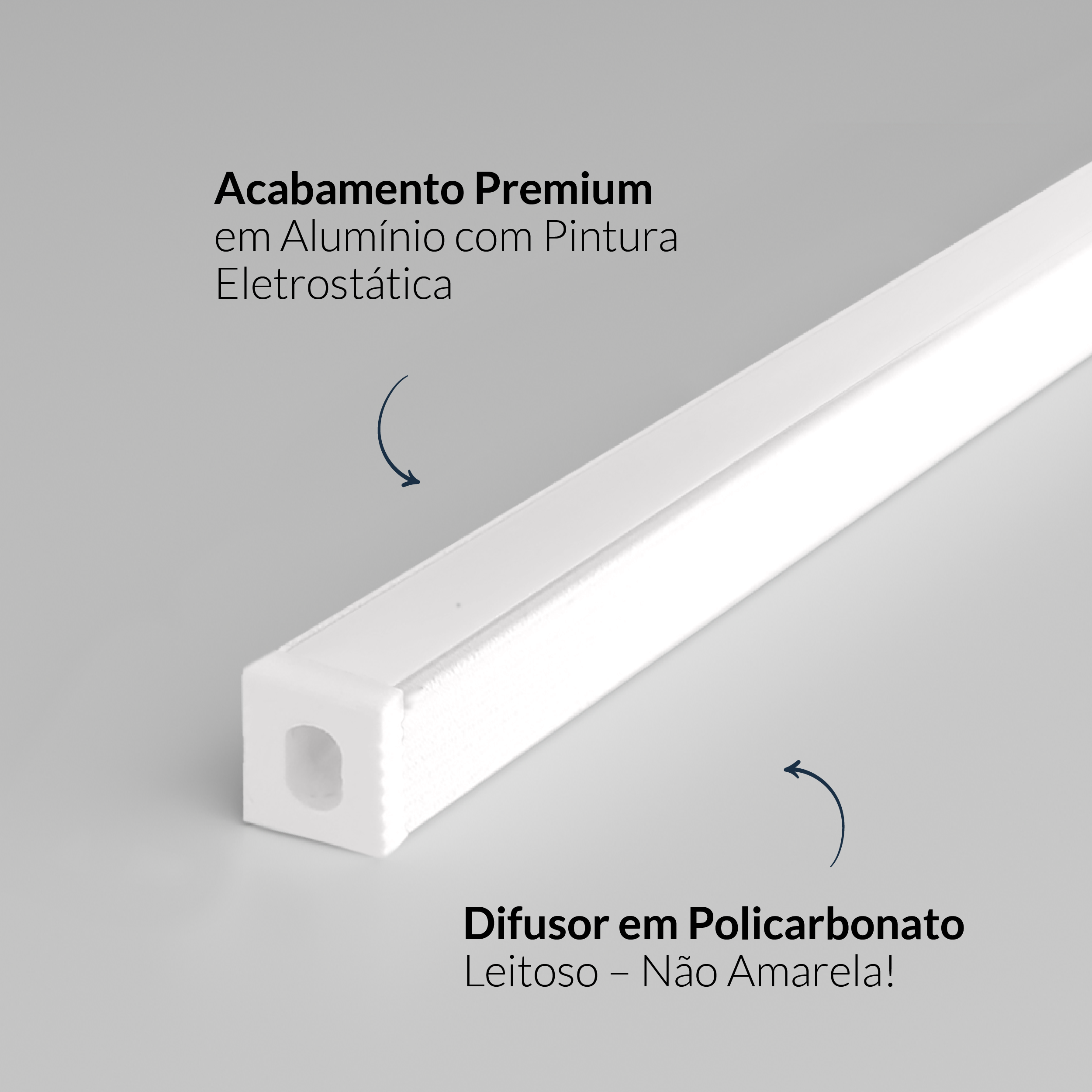 Perfil Led Barra 2m Minimal 08x09mm Sob Branco Alut