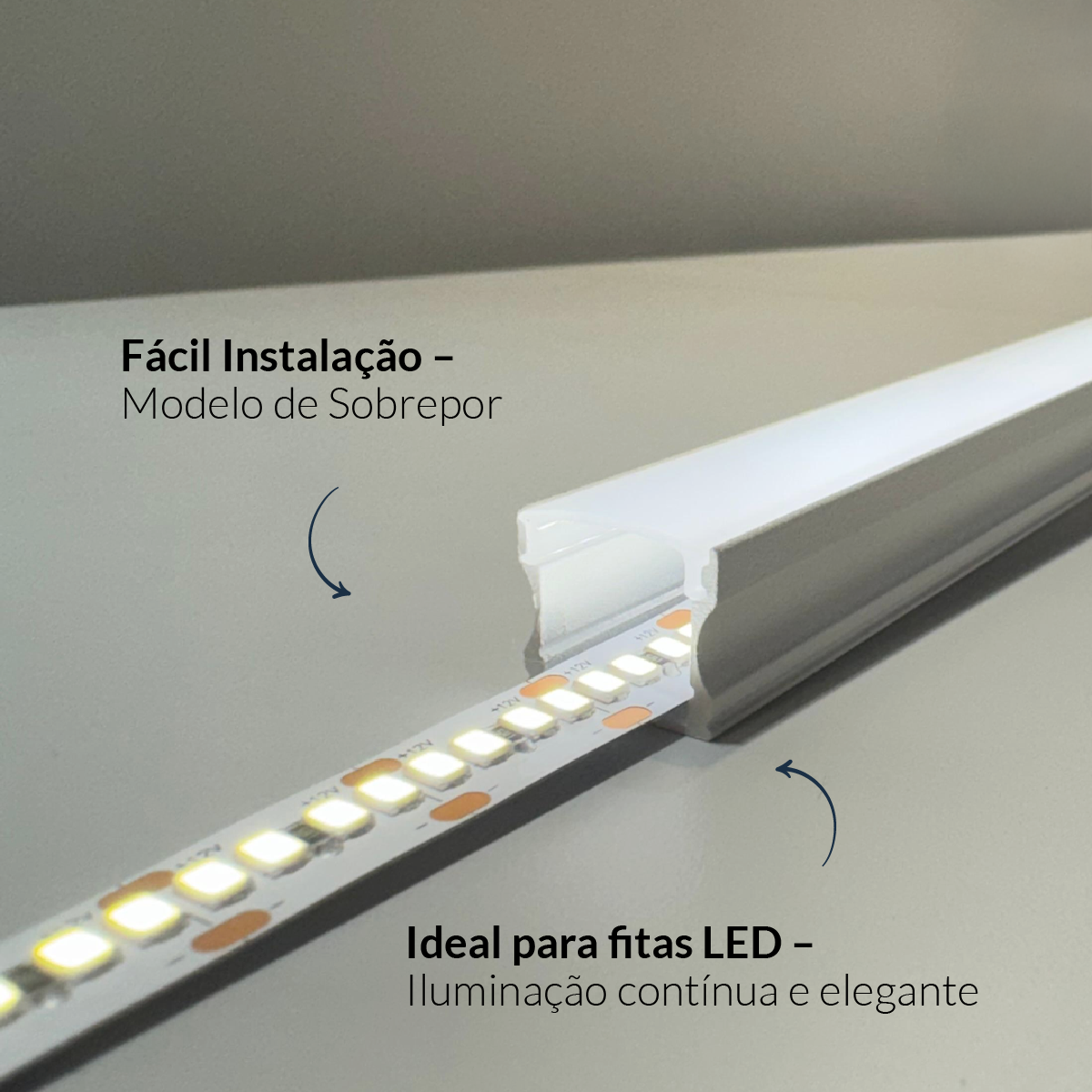 Perfil Led Barra 2m Slat 17x15mm Sob Branco Alut