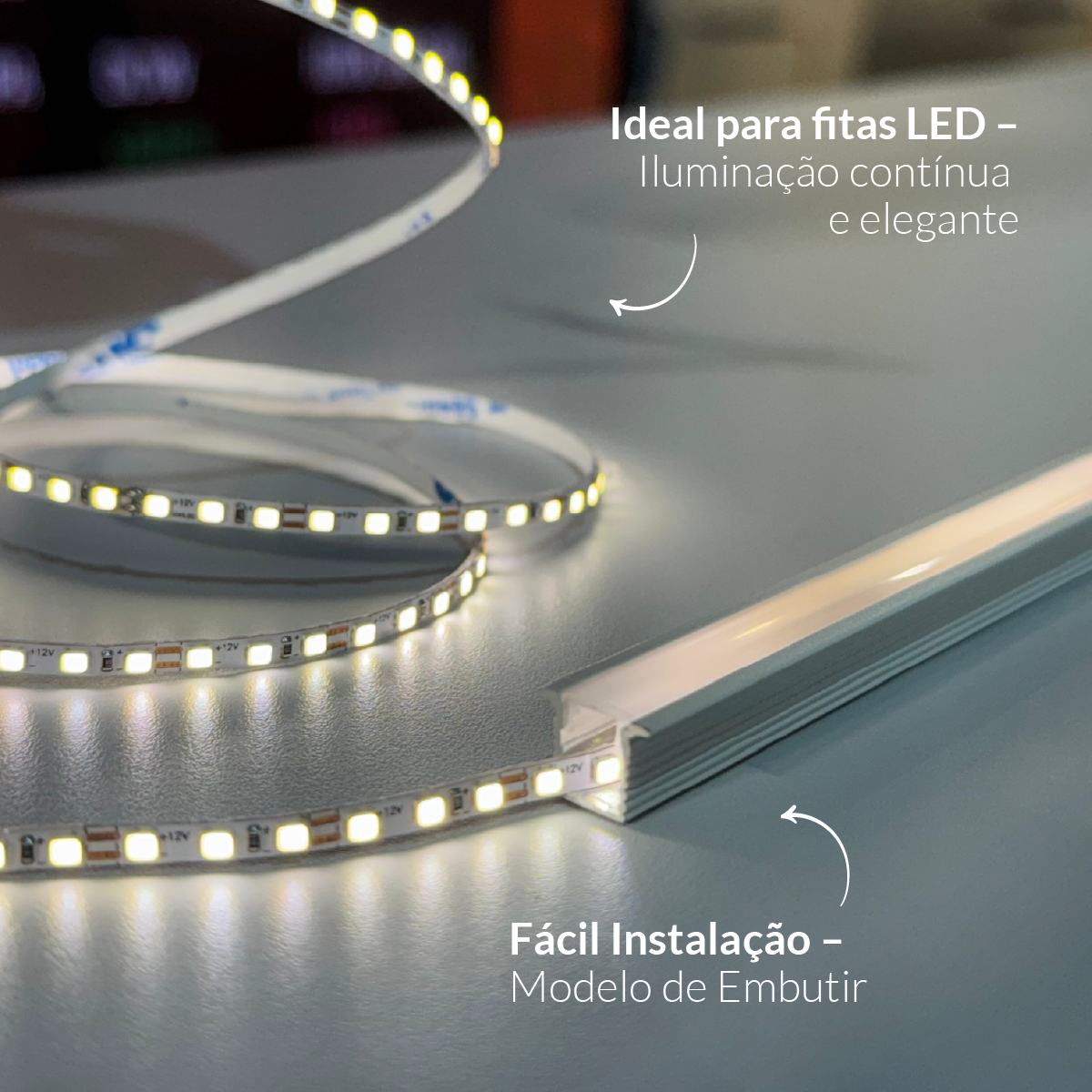 Perfil Led Barra 2m Baby 13x09mm Emb Branco Alut