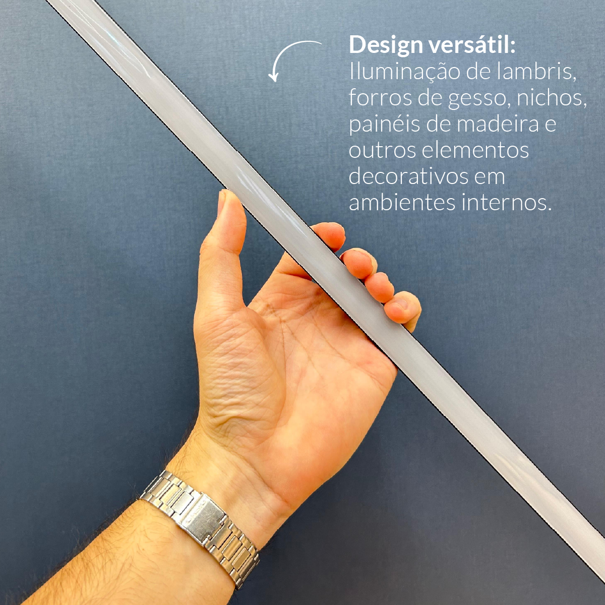 Perfil Led Barra 2m Slat 17x08mm Sob Preto Alut