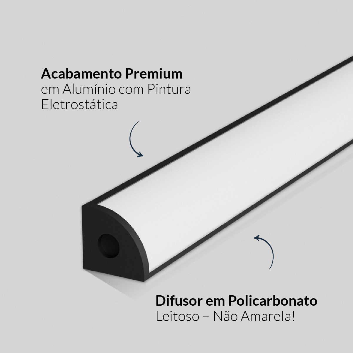 Perfil Led Barra 2m One Side Canto 18x13mm Sobrepor Preto Alut