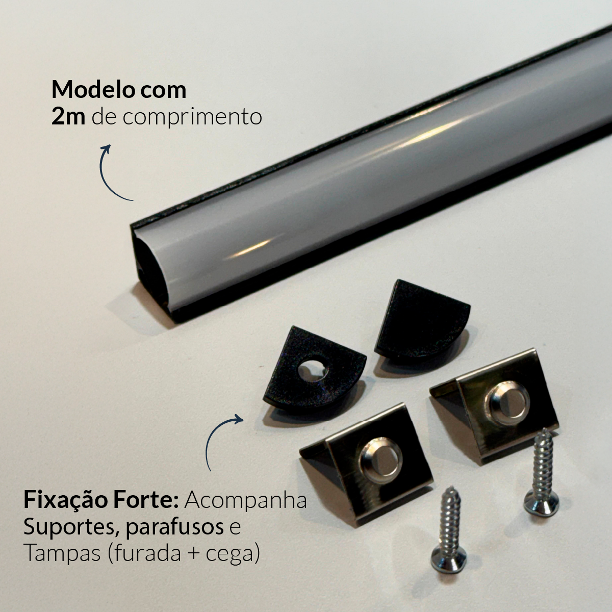 Perfil Led Barra 2m One Side Canto 18x13mm Sobrepor Preto Alut