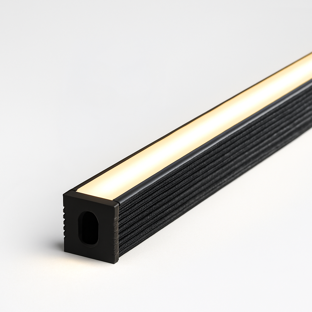 Perfil Led Barra 2m Minimal 08x09mm Sob Preto Alut
