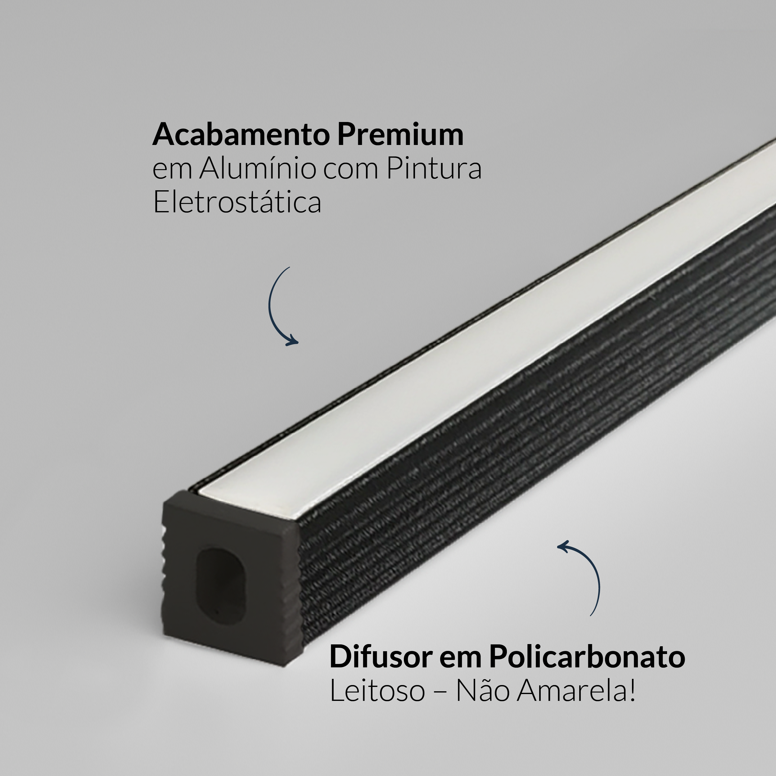 Perfil Led Barra 2m Minimal 08x09mm Sob Preto Alut