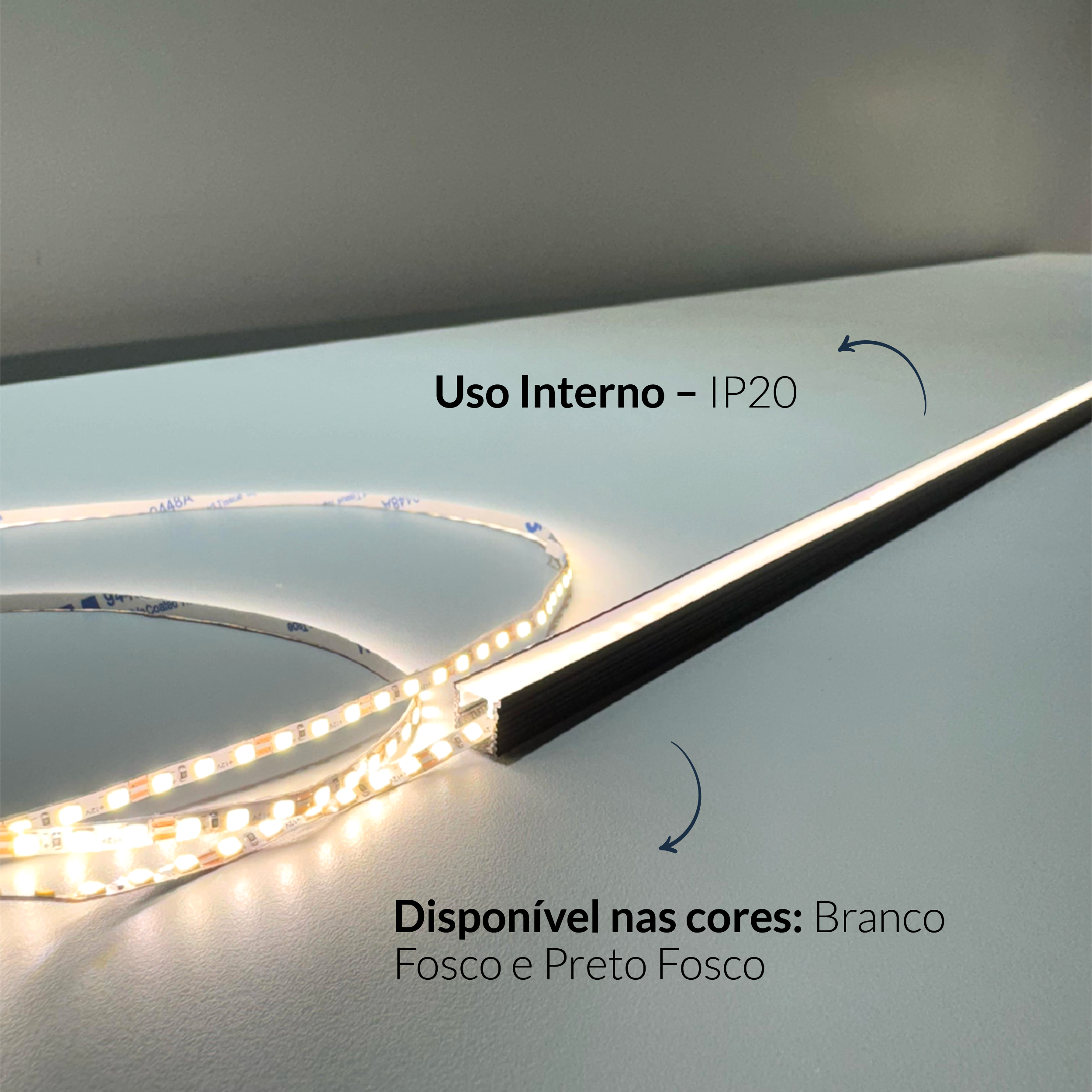 Perfil Led Barra 2m Minimal 08x09mm Sob Preto Alut