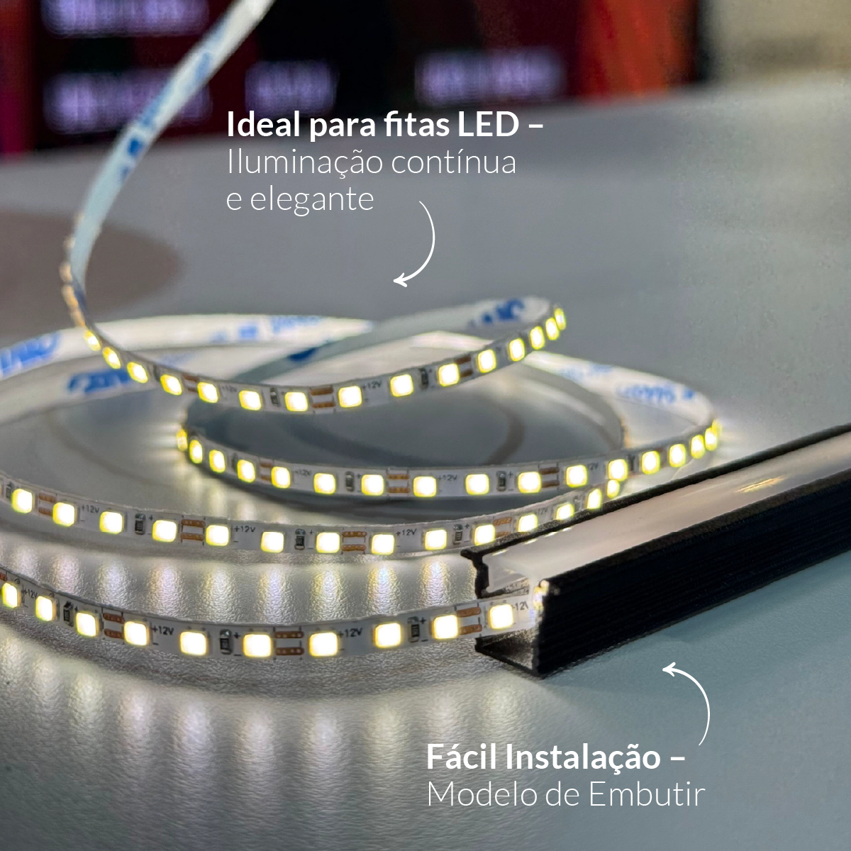 Perfil Led Barra 2m Baby 13x09mm Embutir Preto Alut