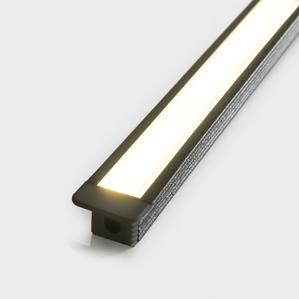 Perfil Led Barra 2m Baby 13x09mm Emb Preto Alut