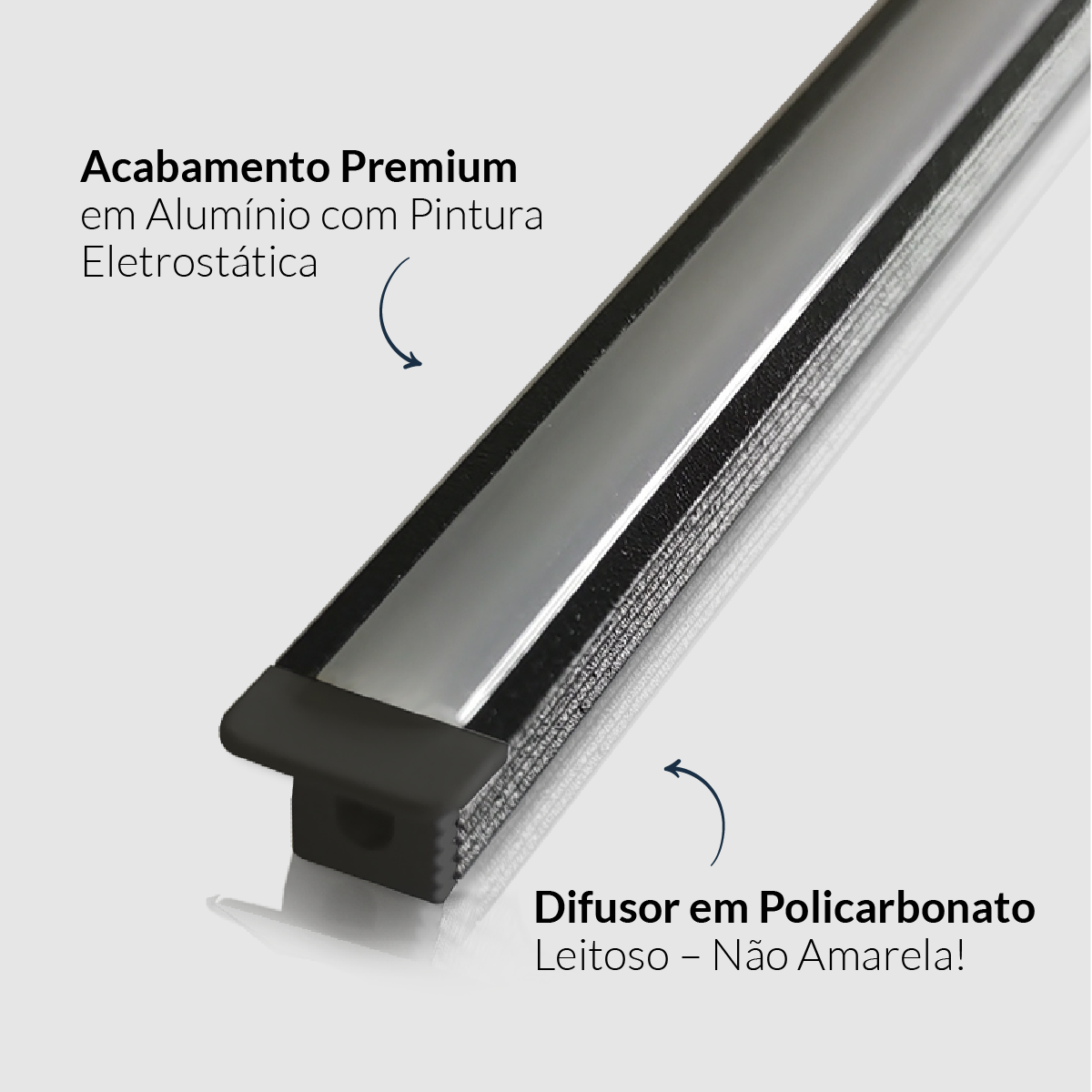 Perfil Led Barra 2m Baby 13x09mm Embutir Preto Alut