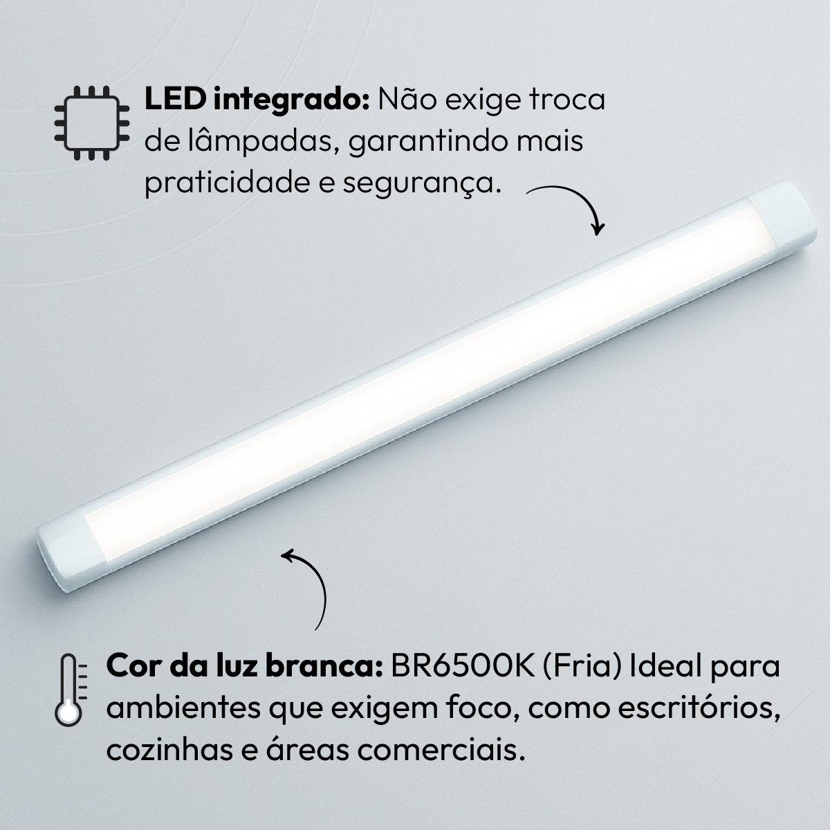 Kit 10 Luminária Led Linear 40w 6500K Branco Frio IP20 Branco Alut