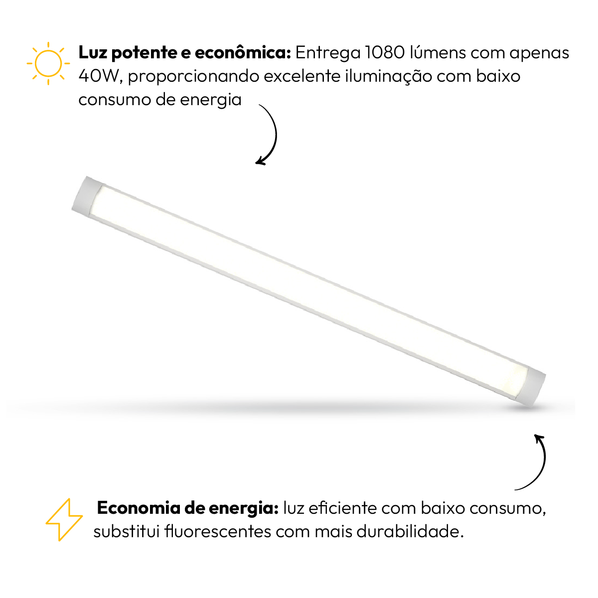 Kit 10 Luminária Led Linear 40w 6500K Branco Frio IP20 Branco Alut