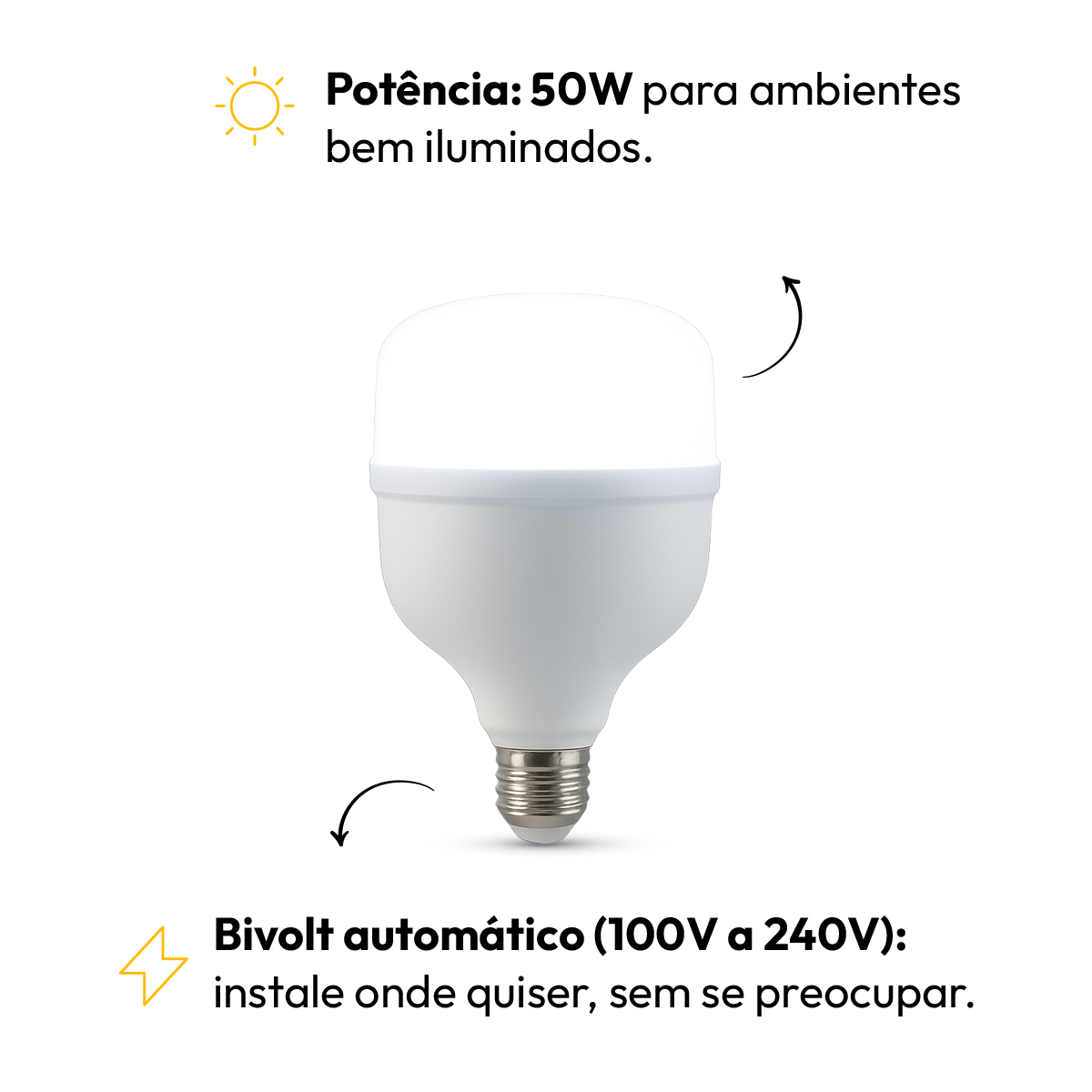 Lâmpada Led Bulbo Hp 50W 6500k E27 Bivolt Alut