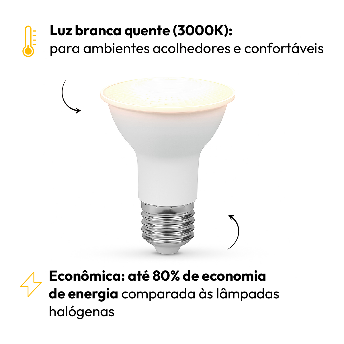 Lâmpada Led Par20 7w 2700k Amarela Quente E27 Branco Alut