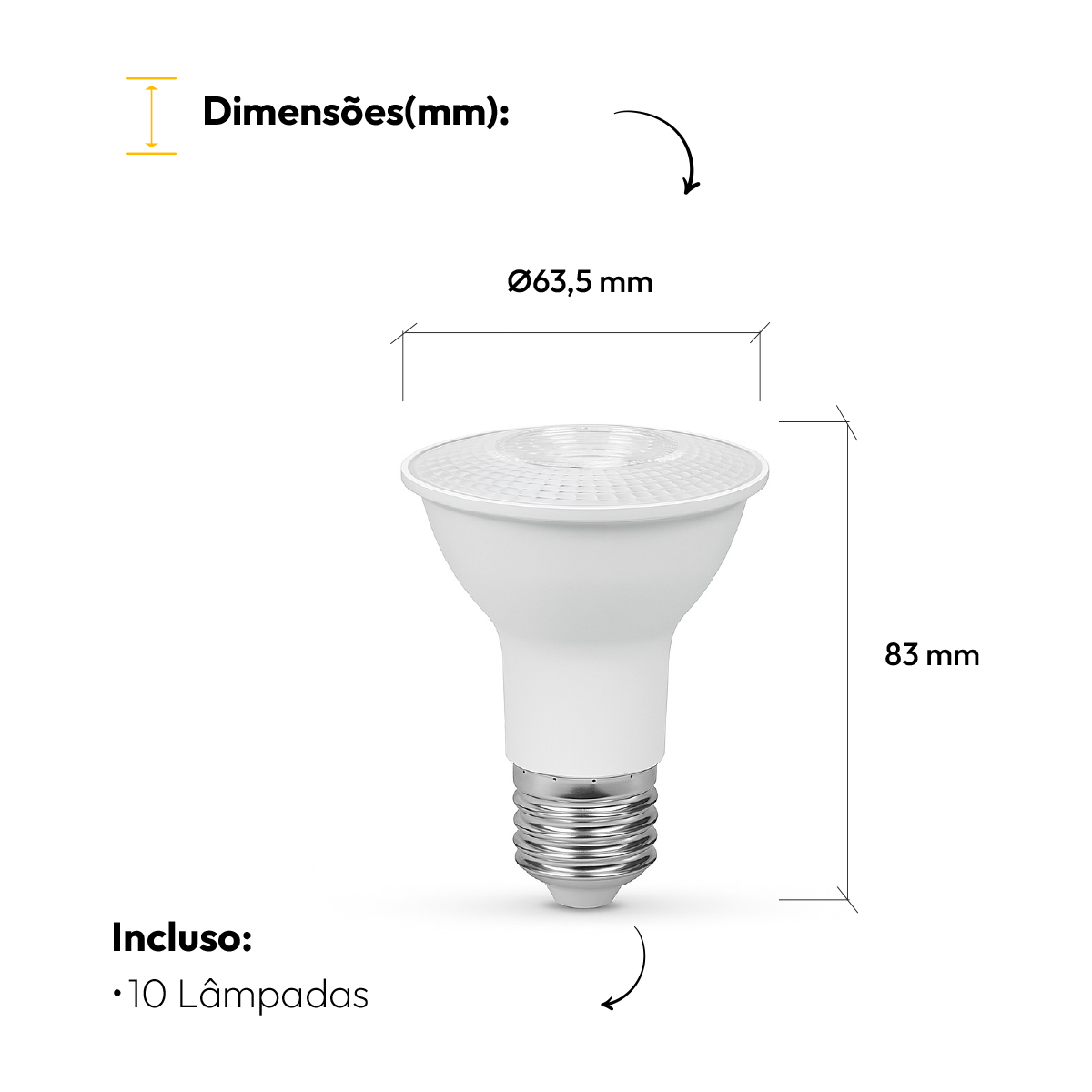 Kit 10 Lâmpadas Led Par20 7W 2700k Branco Quente E27 Bivolt IP20 Branco Alut