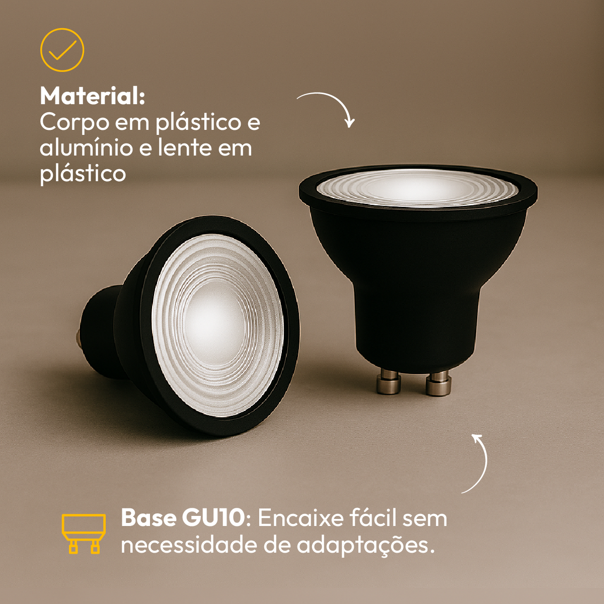 Kit 10 Lampada Led Dicróica MR16 4,8w 4000k Branco Neutro GU10 110v/220v Ip20 Preto Alut By Avant