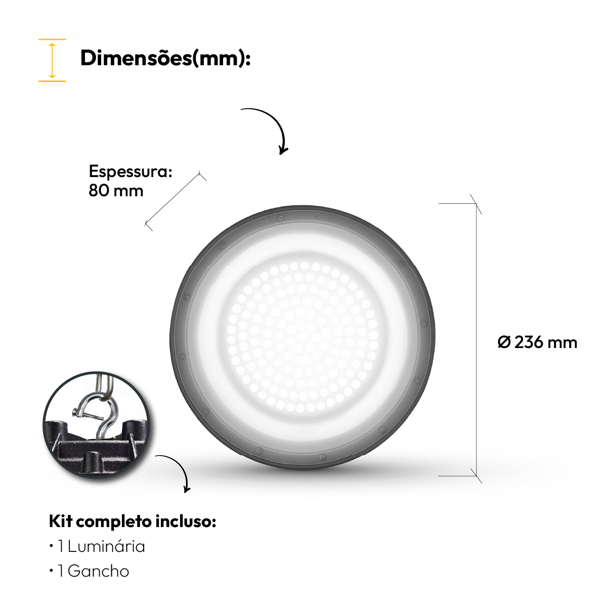 Luminária Led Industrial 100w 6500K Branco Frio IP66 220v Alut