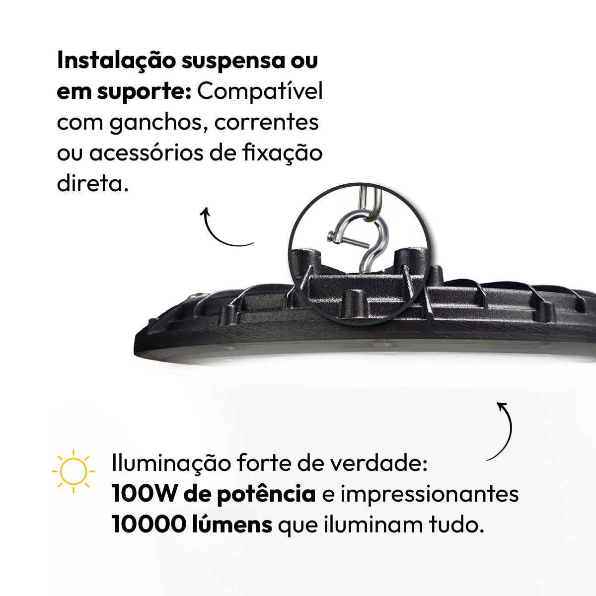 Luminária Led Industrial 100w 6500K Branco Frio IP66 220v Alut