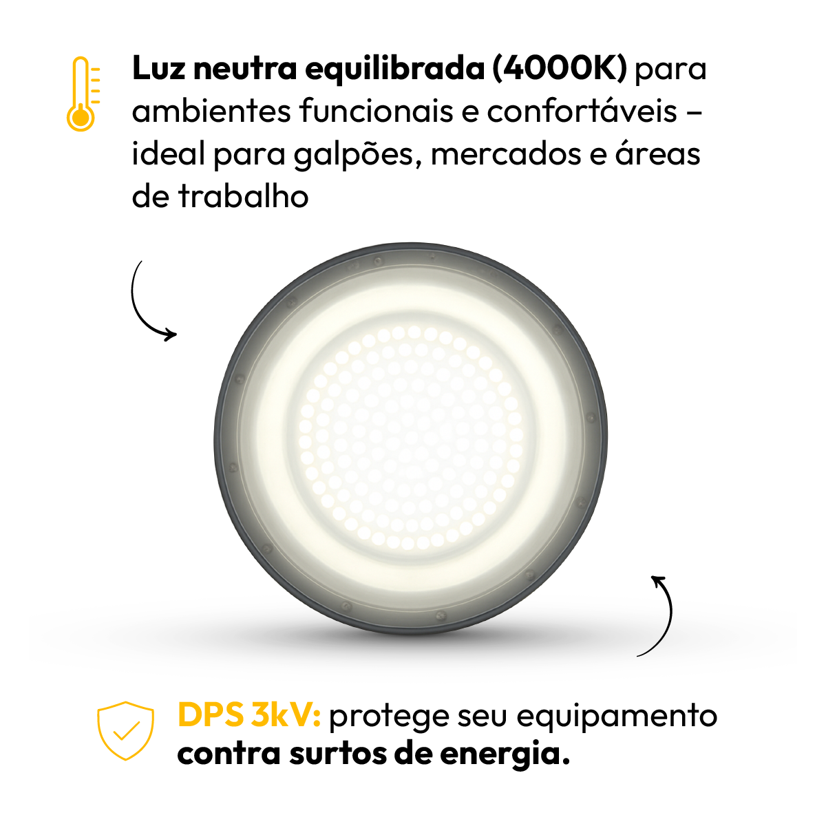 Luminaria Led Industrial 150w 4000k 220v Ip65 Preto Cod: ALUT010015 Alut By Avant