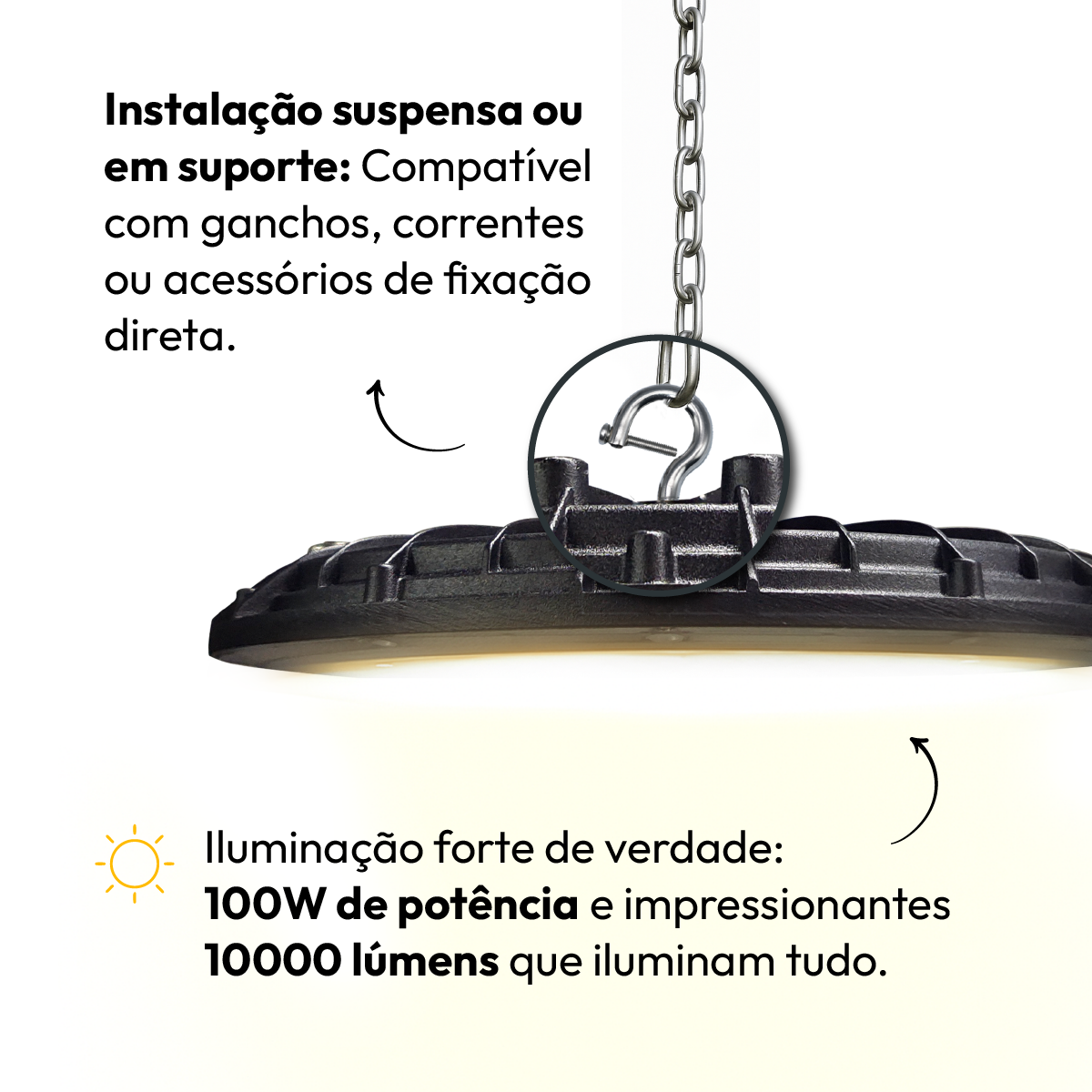 Luminaria Led Industrial 150w 4000k 220v Ip65 Preto Cod: ALUT010015 Alut By Avant