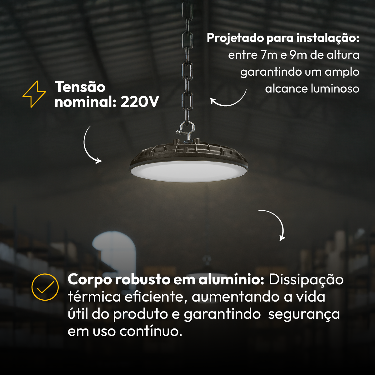 Luminária Led Industrial 150w 6500K Ip65 220v Alut