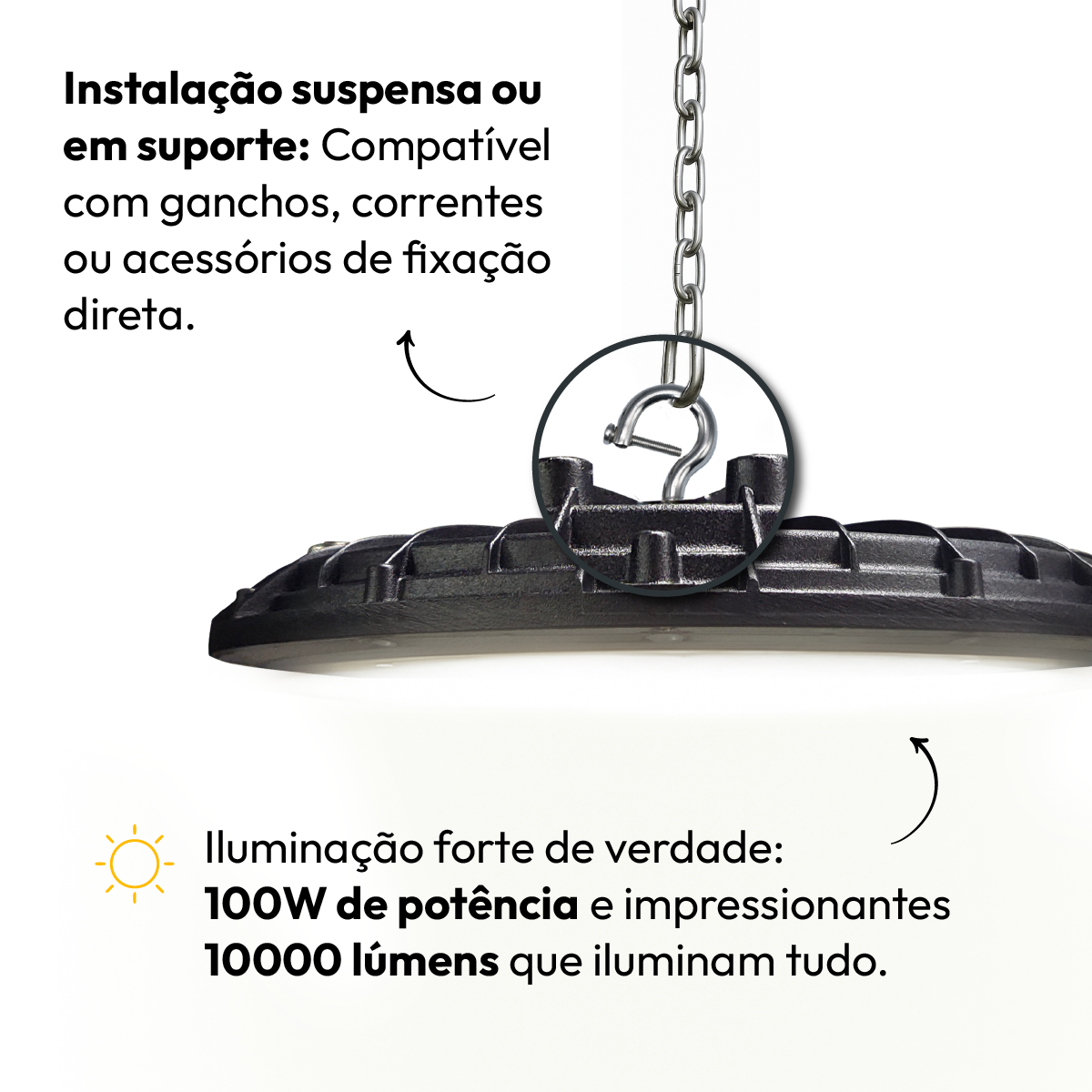 Luminária Led Industrial 150w 6500K Ip65 220v Alut