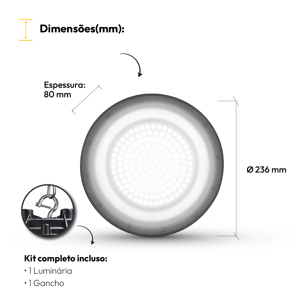 Luminária Led Industrial 150w 6500K Ip65 220v Alut