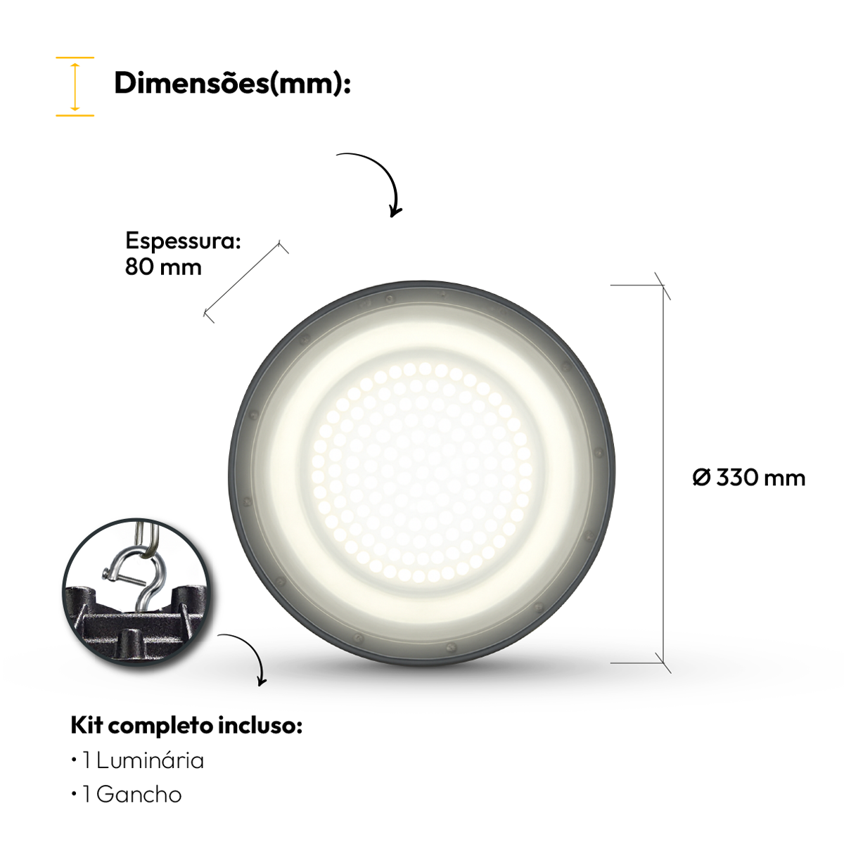 Luminária Led Industrial 200W 4000k Branco Neutro IP66 Alut