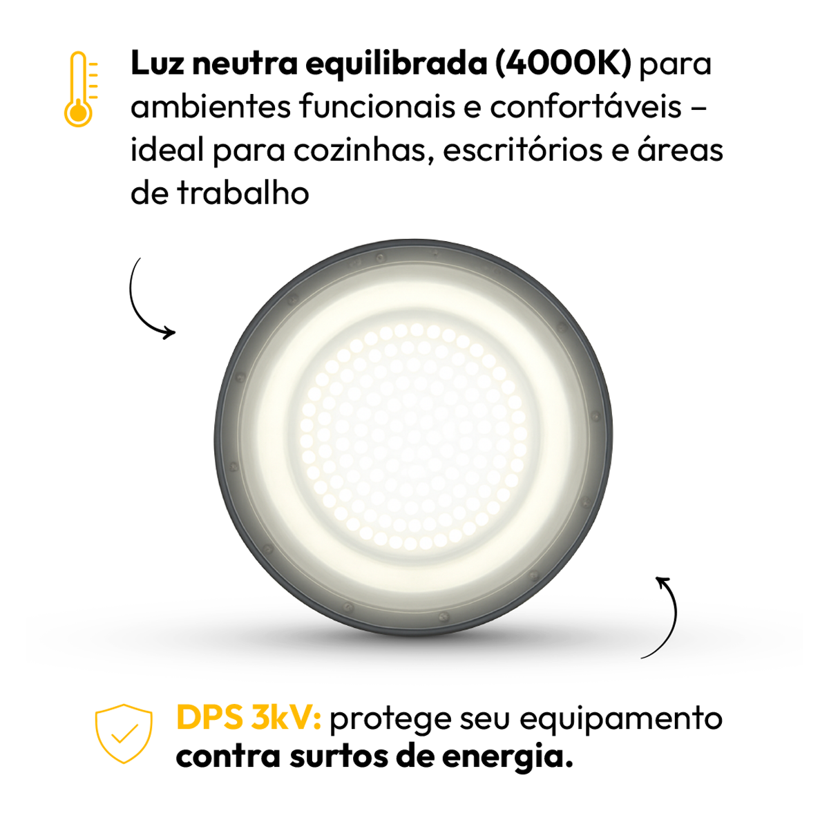 Luminária Led Industrial 200W 4000k Branco Neutro IP66 Alut