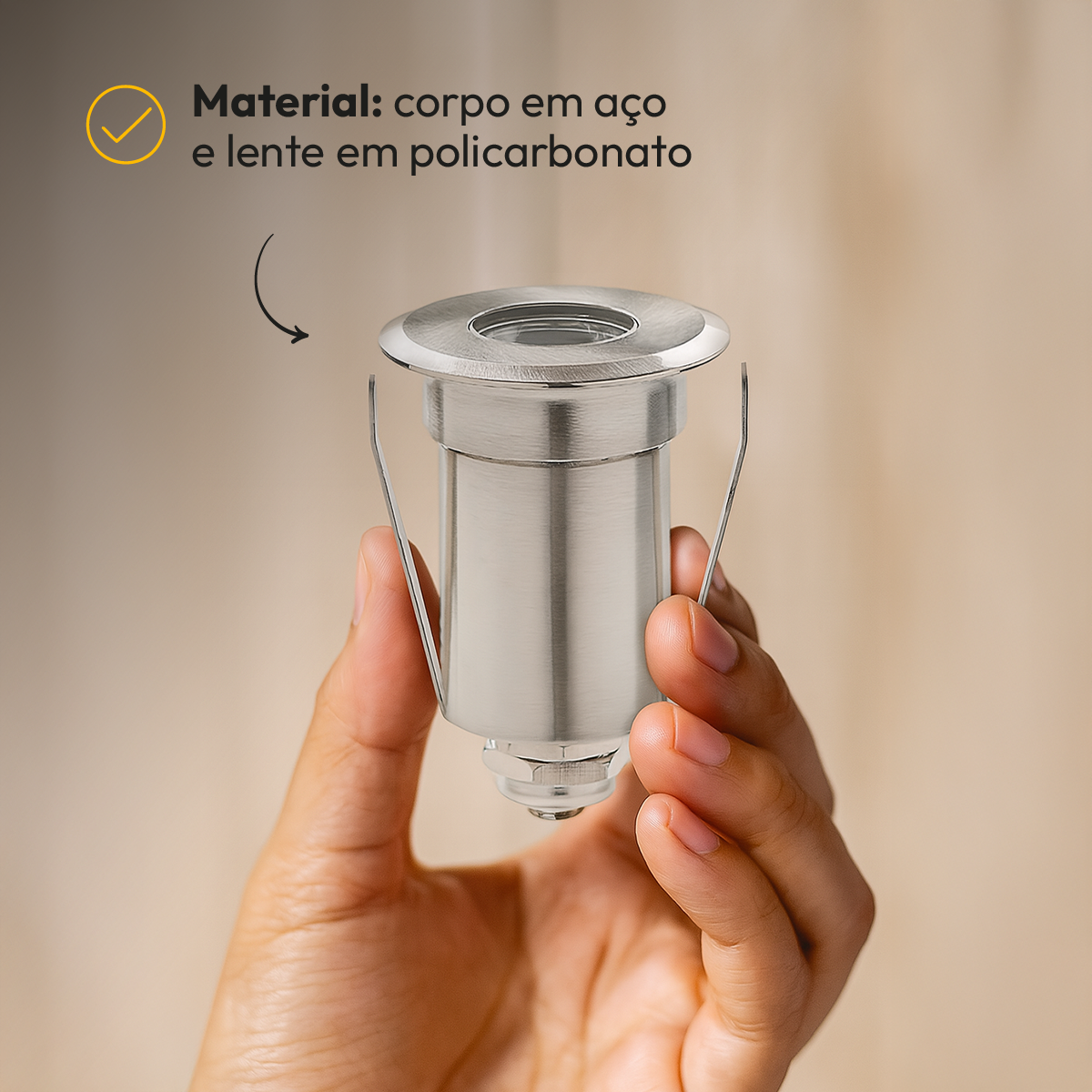 Balizador led Embutido Solo Essence 2w 3000k Branco Quente IP67 Escovado Alut