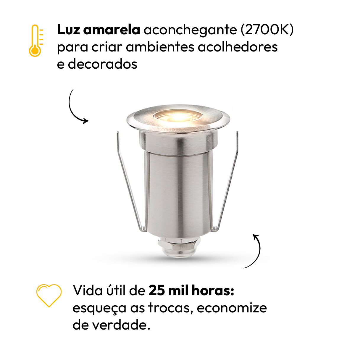 Balizador led Embutido Solo Essence 2w 3000k Branco Quente IP67 Escovado Alut
