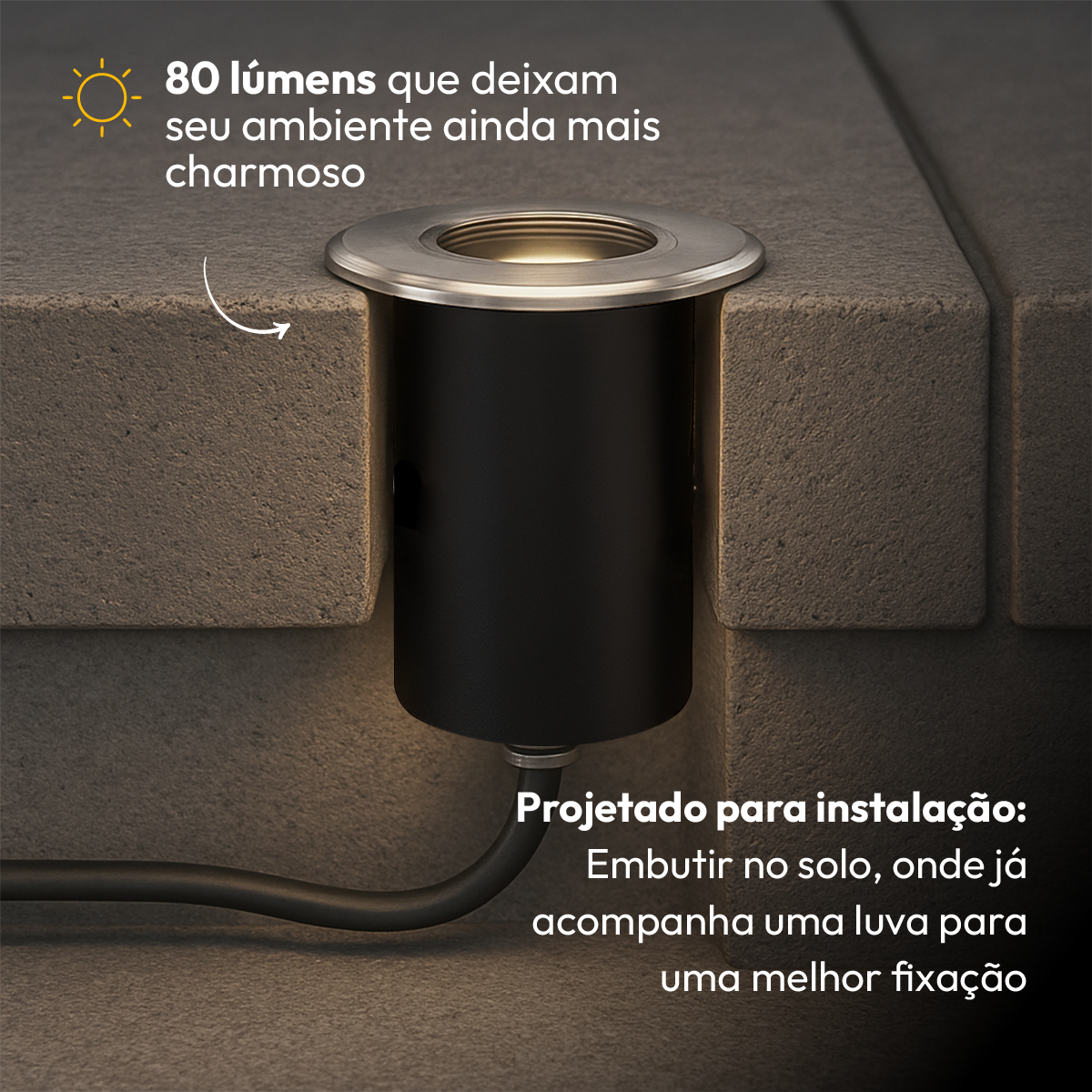 Balizador led Embutido Solo Essence 2w 3000k Branco Quente IP67 Escovado Alut